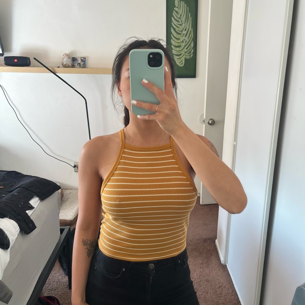 Mustard yellow striped cami top